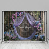 Lofaris Floral Violet Curtain Wooden Sweet Wedding Backdrop